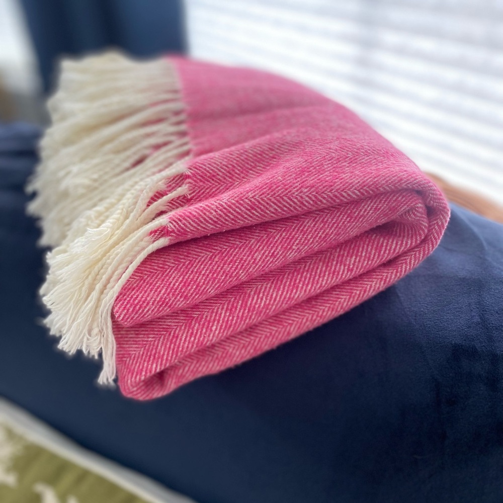 Lands Downunder Italian Herringbone Throw - Peony